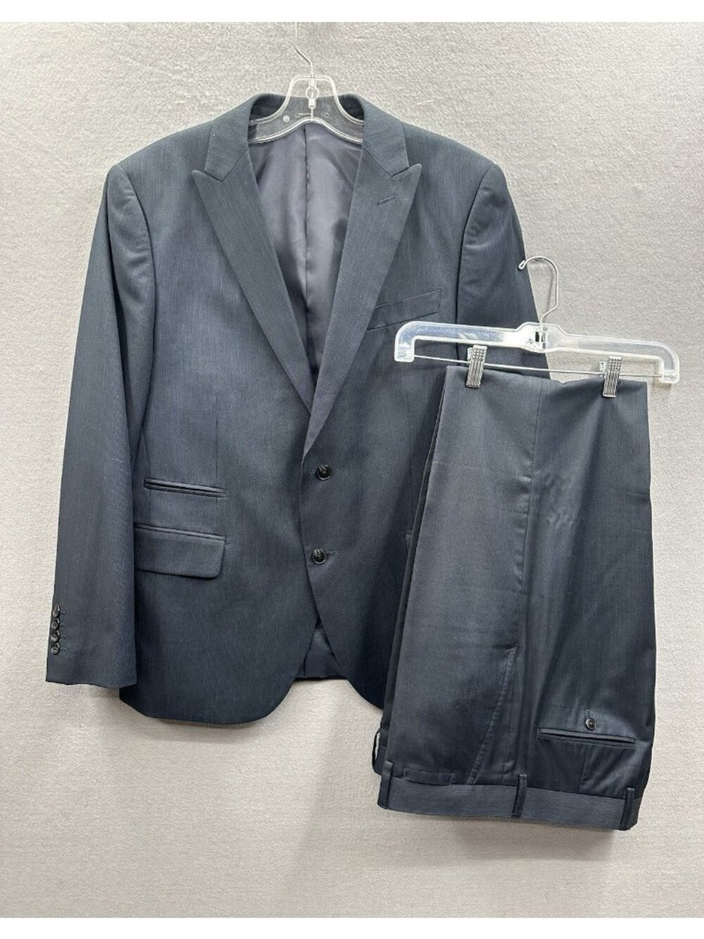 J Ferrar Suit Mens 40R 33W Slim Fit Blue Pinstripe 2 Piece Jacket Trousers Set